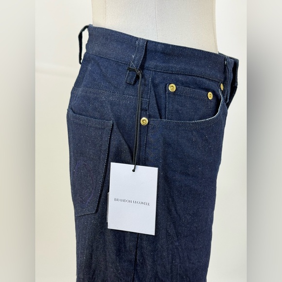 Brandon Maxwell High Rise Classic Straight leg Skinny Dark Blue Denim Size 28 - Picture 12 of 16